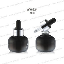 Black Color Glass Dropper Bottle Round Fat Bottle with Round Shoulder 15ml